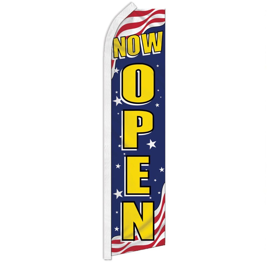 NOW OPEN PATRIOTIC advertising super flag polyester banner *POLE NOT INCLUDED*