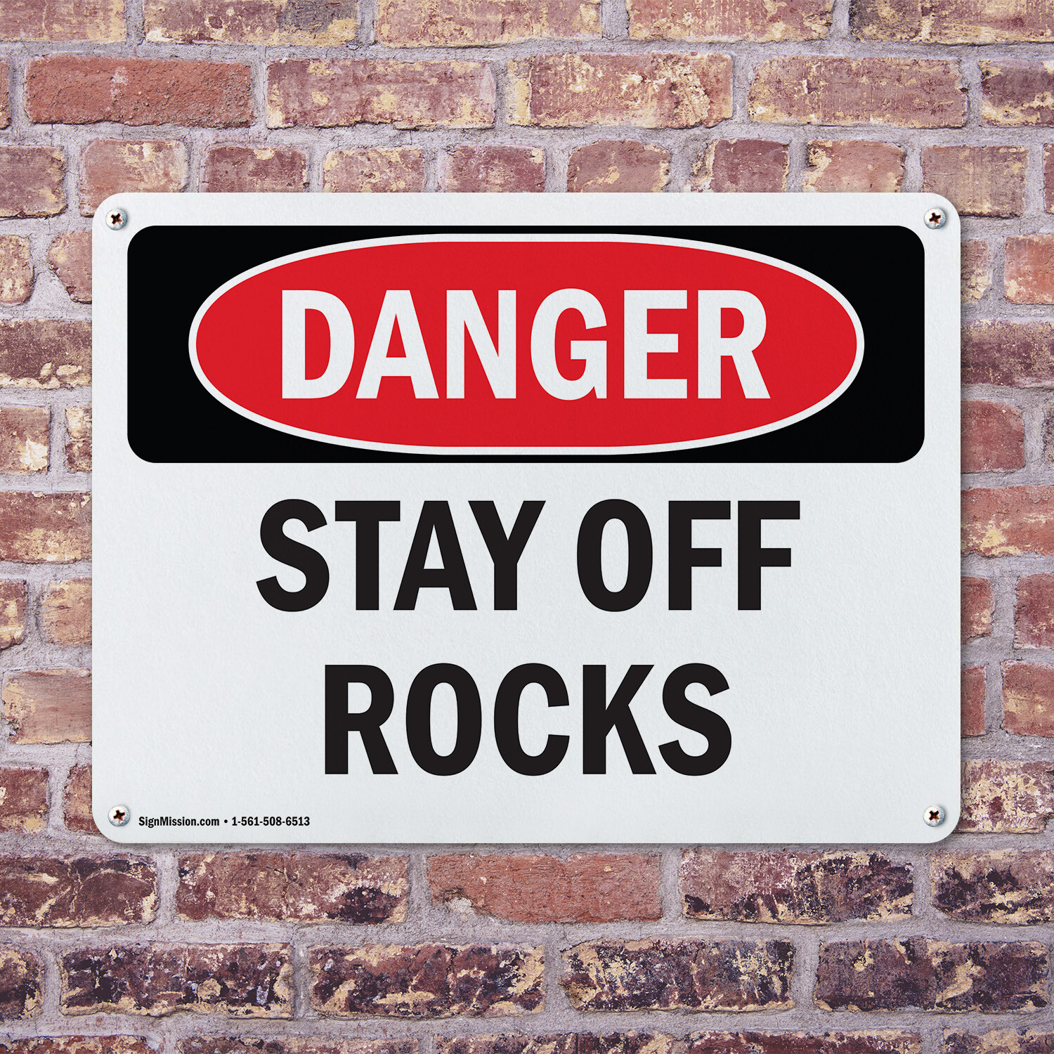 (2 Pack) Stay Off Rocks OSHA Danger Sign Decal Metal Plastic