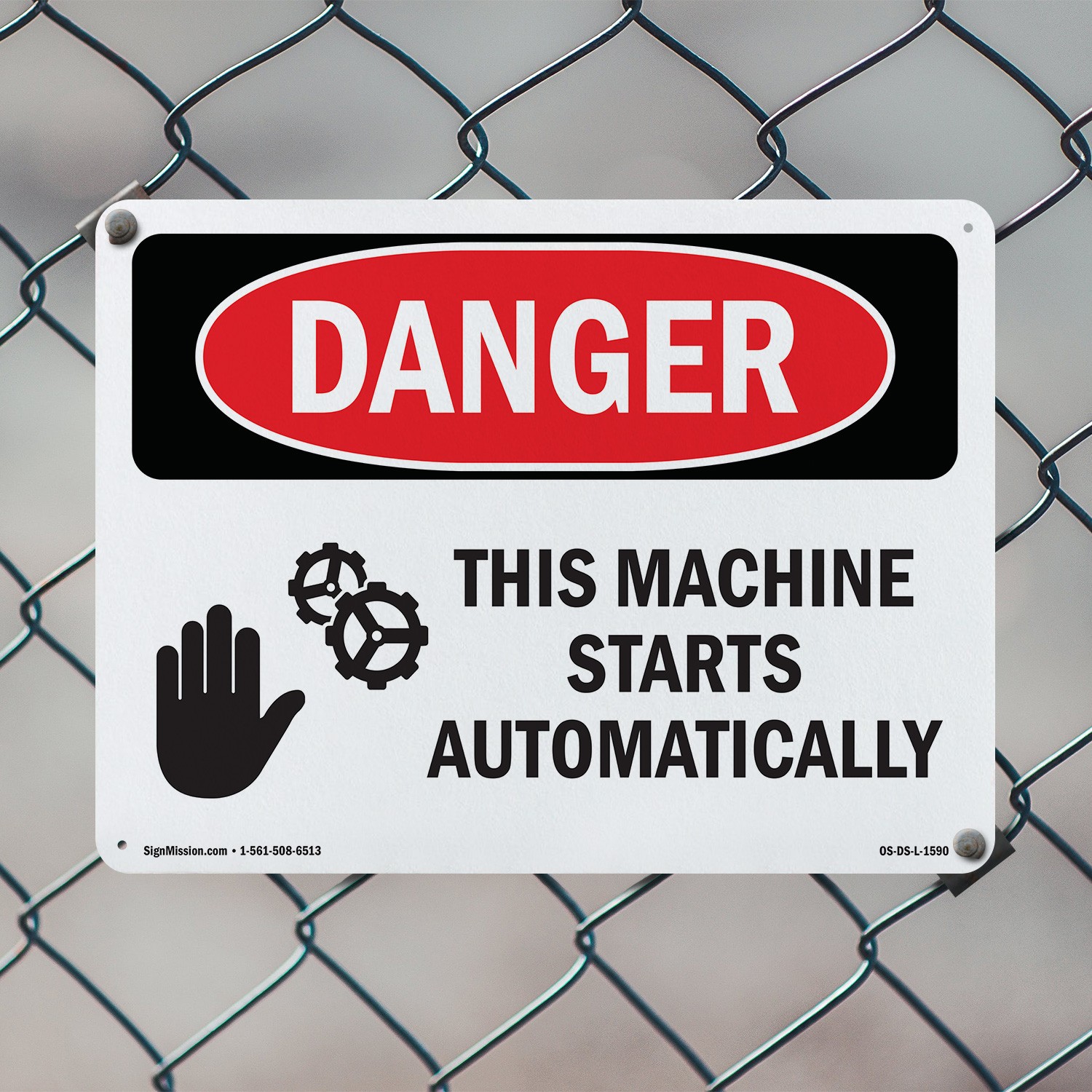 This Machine Starts Automatically OSHA Danger Sign Metal, Decal – 5 or 10 Pack
