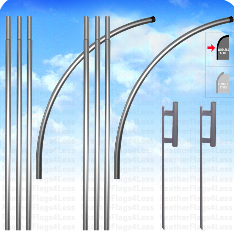 2 Pack – Deluxe Windless POLE & SPIKE Set – for swooper feather flag kit