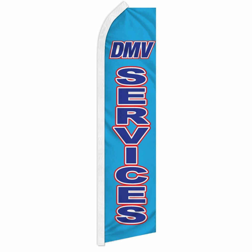“DMV SERVICES” advertising super flag swooper banner business sign auto #3