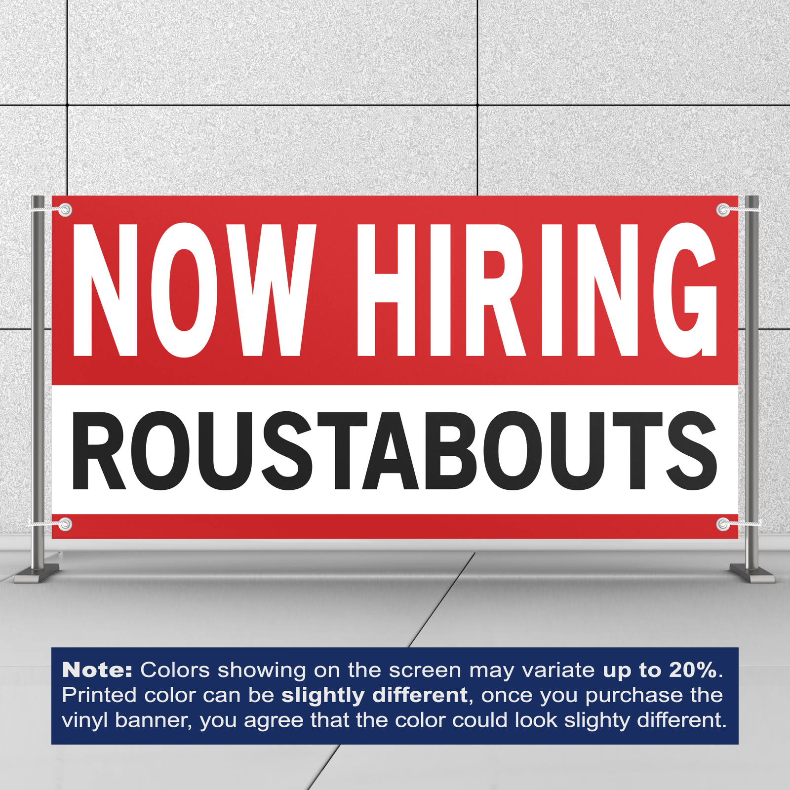 Now Hiring Roustabouts 13 oz Heavy Duty Vinyl Banner General Laborer Help Wanted