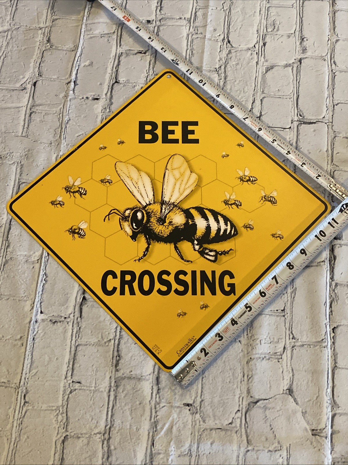 Bee Vintage Yellow Crossing METAL Sign Xing Rustic hive bumble keeper honey Farm