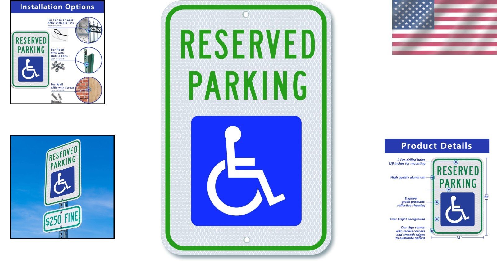 Durable 18×12 ADA Accessible Parking Sign – Reflective Aluminum, UV Protected