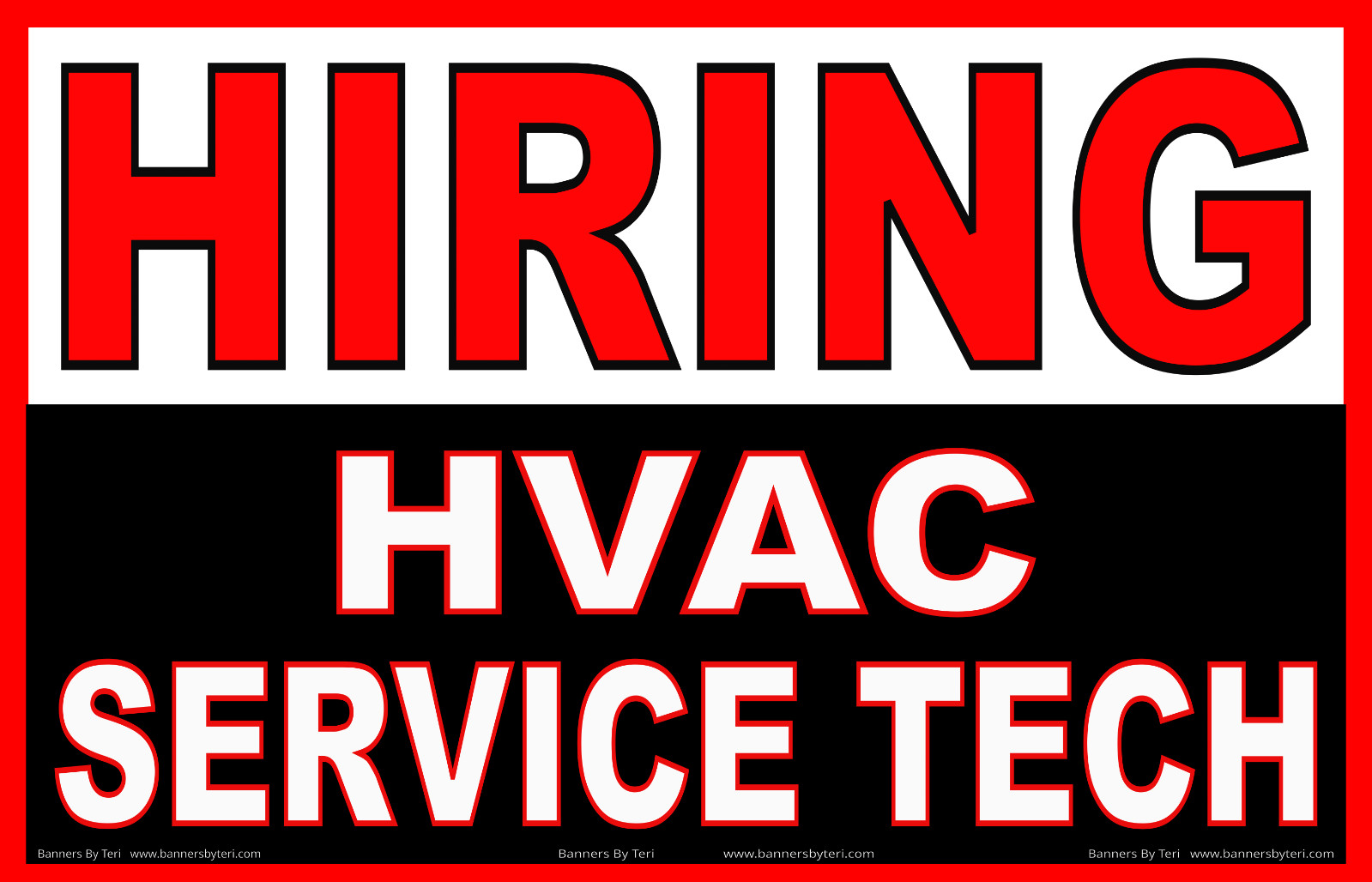 HIRING HVAC SERVICE TECH – Banners – Signs – Reinforced Vinyl – USA MADE