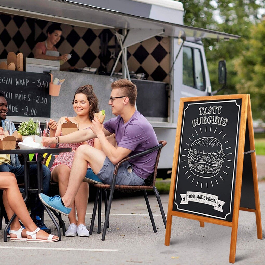 Large Wooden A-Frame Chalkboard Menu Sign Black Board Sidewalk Wedding Signage