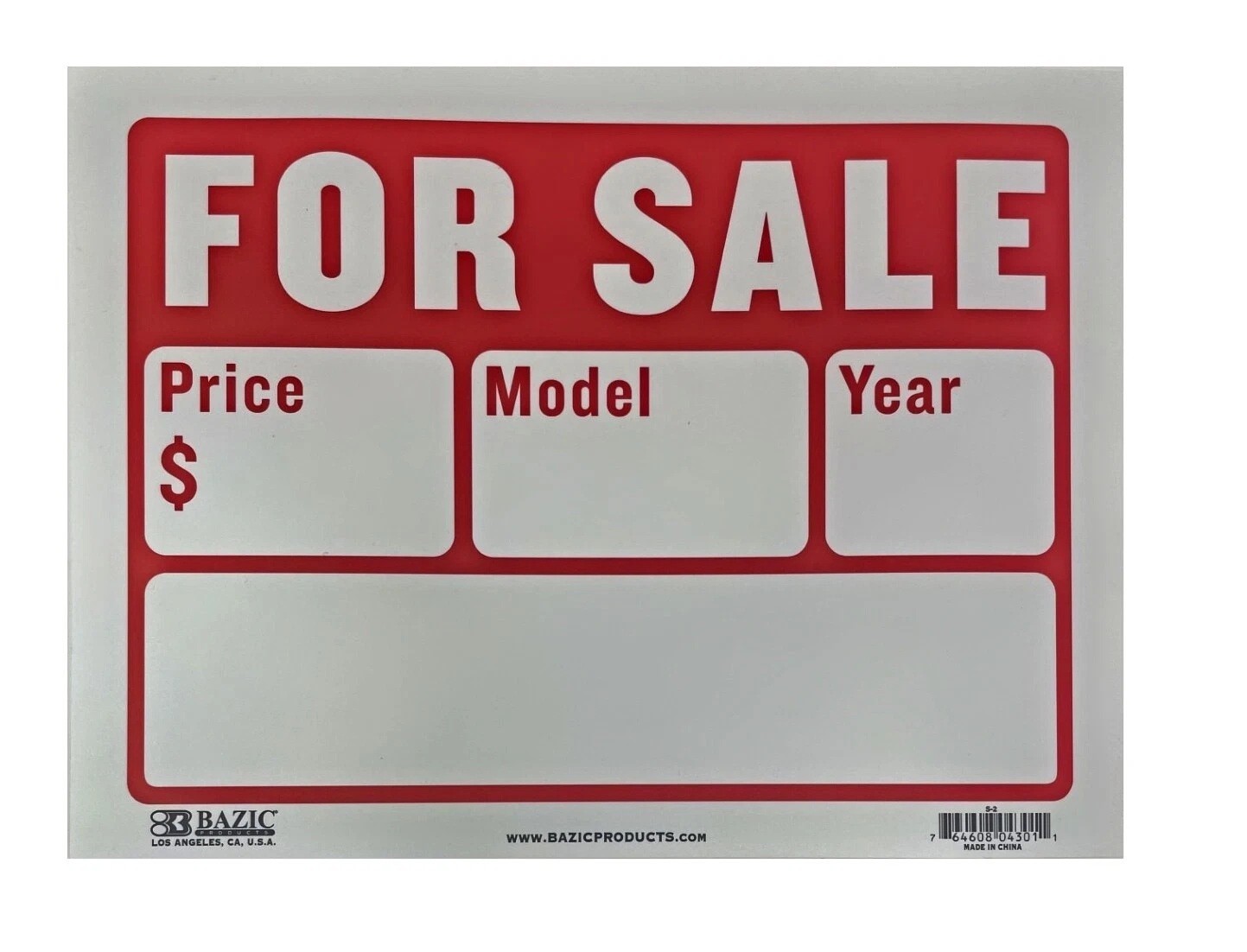 FOR SALE Sign 9x12in Weatherproof Plastic Sell Cars Boats Auto Trucks 10 packs