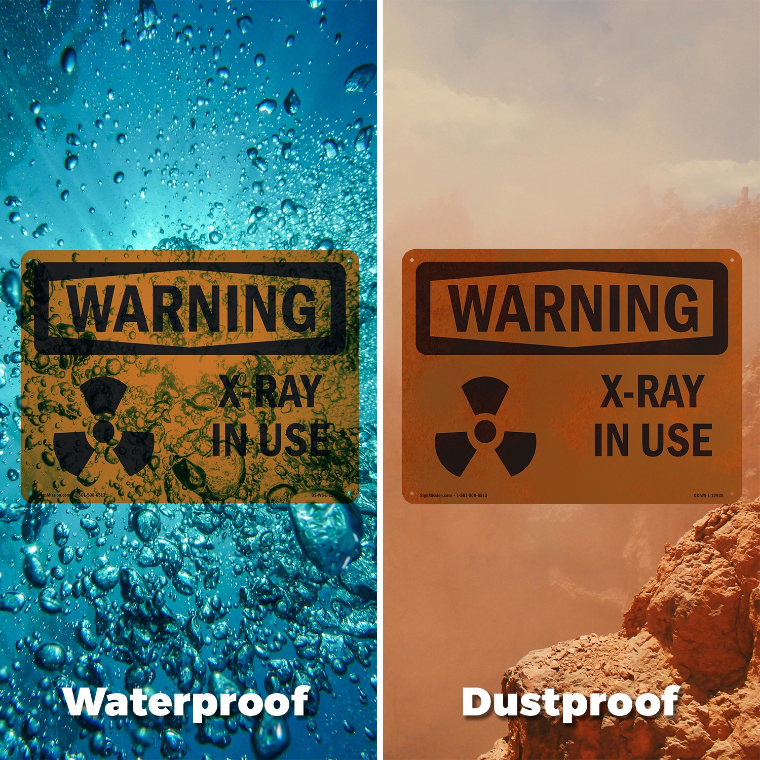 X-Ray In Use OSHA WARNING Sign Metal, Plastic, Or Decal – 5 or 10 Pack