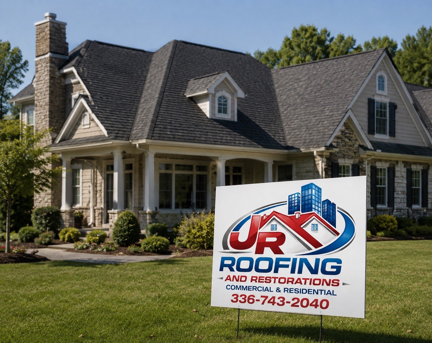 JR Roofing and Restorations LLC Multi-Color Exterior Business Sign