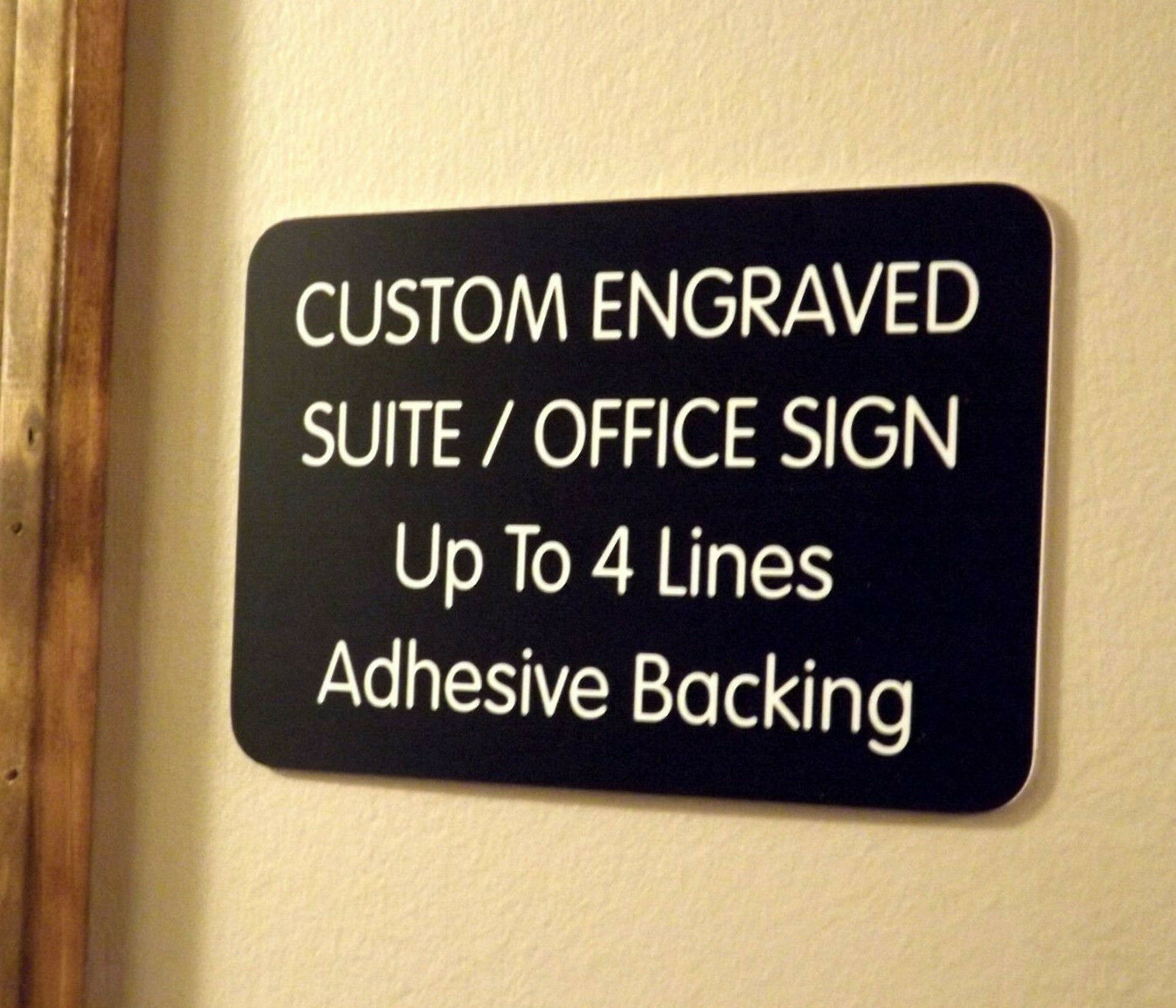 Custom Engraved Black 4×6 Office Suite Sign | Small Business Wall Door Plaque