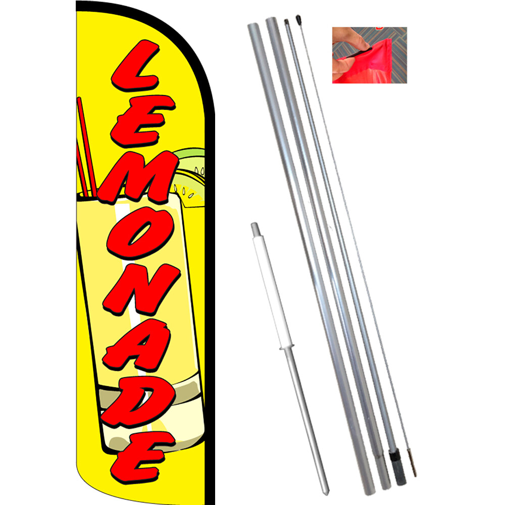 Lemonade (Yellow/Red) Premium Windless Feather Flag Bundle (Complete Kit) OR Opt