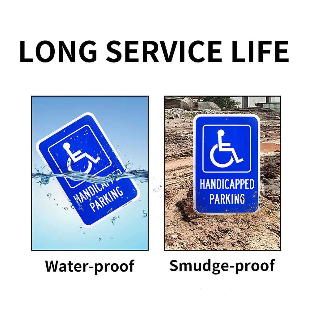 Large Handicap Parking Sign 4 PCS 18×12 Inch .040 Rust Free Aluminum Reflective
