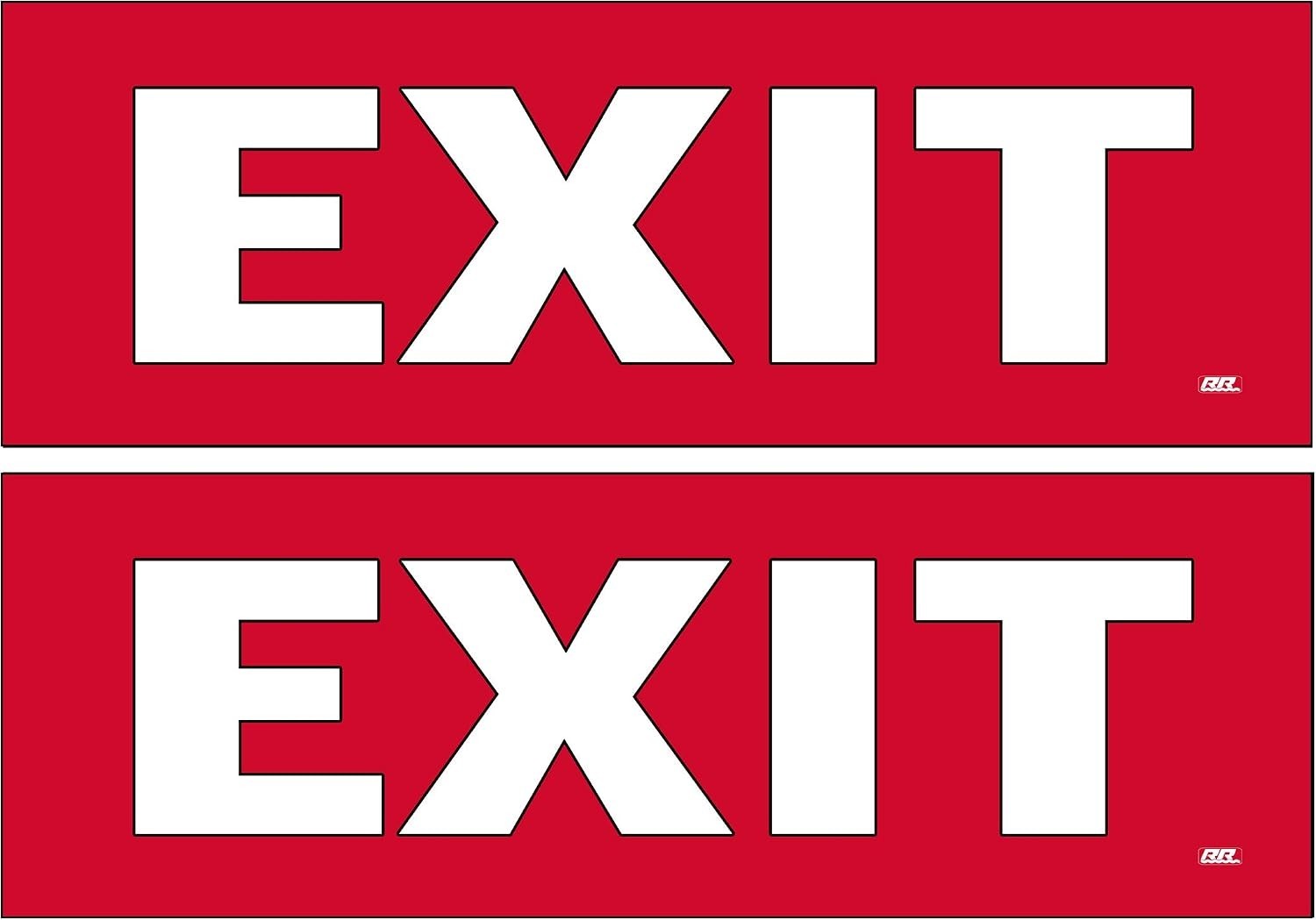 2 Pack Exit Red Sticker Set Sign Warning 9×3 Inch Vinyl Decal Indoor Outdoor …