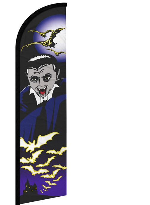 HALLOWEEN VAMPIRE Windless Swooper Feather Flag 2.5×11.5 ft Tall Banner Sign kf