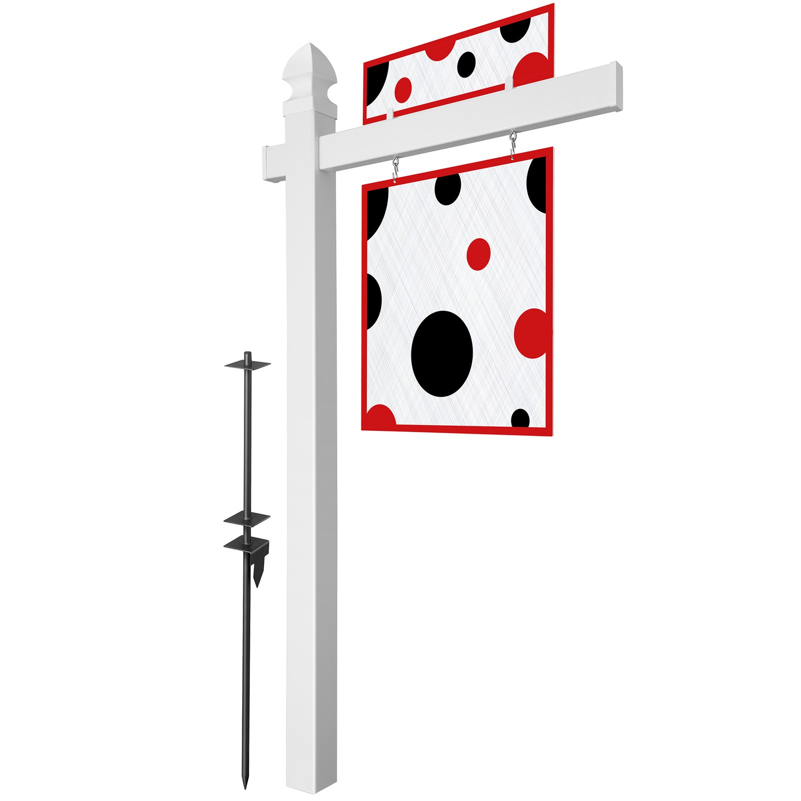 72″ x 36″ Real Estate Yard Sign Post with 2 Cap Options – Vinyl PVC – White