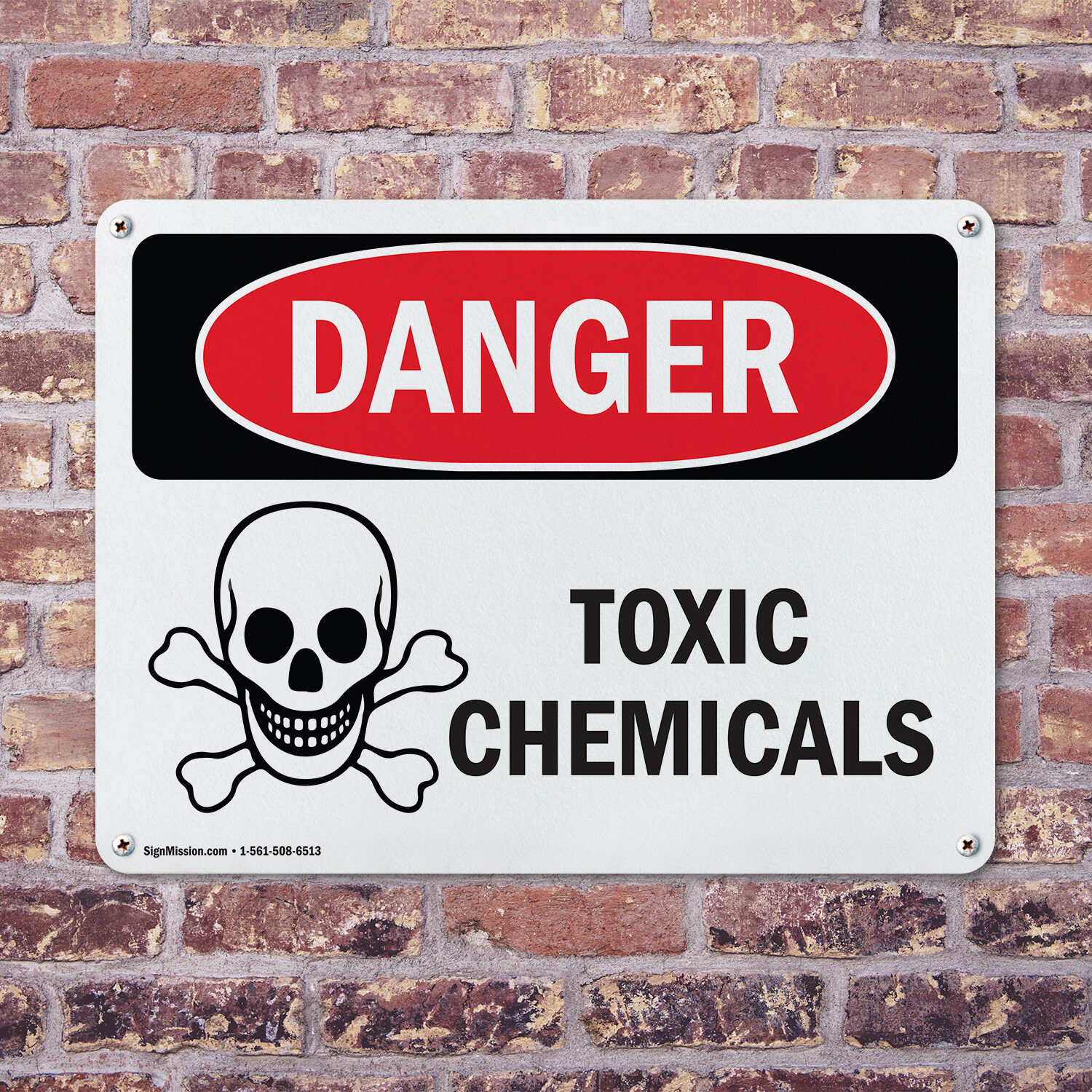 (2 Pack) Toxic Chemicals OSHA Danger Sign Decal Metal Plastic
