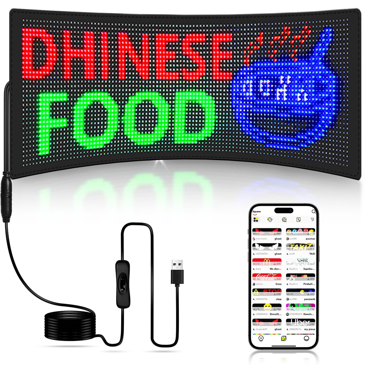 LED Sign, 28”x5”Huge Bright Pre-Made Animations & Text Programmable Led Car…
