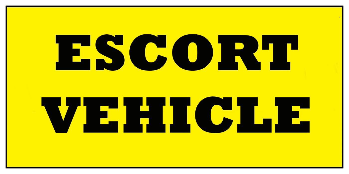 Escort Vehicle Yellow Background Car Door Magnets Magnetic Signs-Qty 2