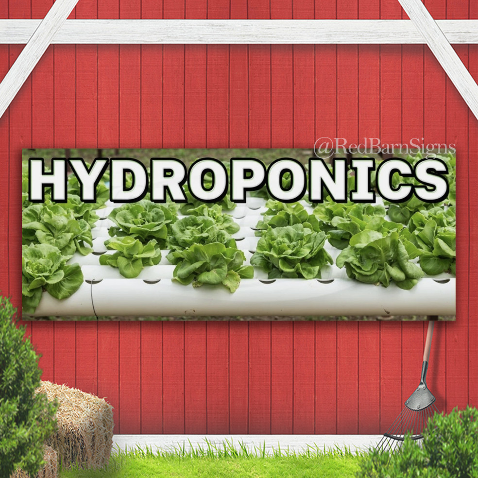 HYDROPONICS Plants Vegetables Indoor Outdoor Banner Sign with grommets