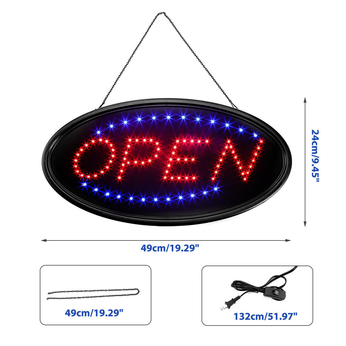 Ultra Bright LED Neon Light OPEN Business Sign Board Animated Motion with ON/OFF