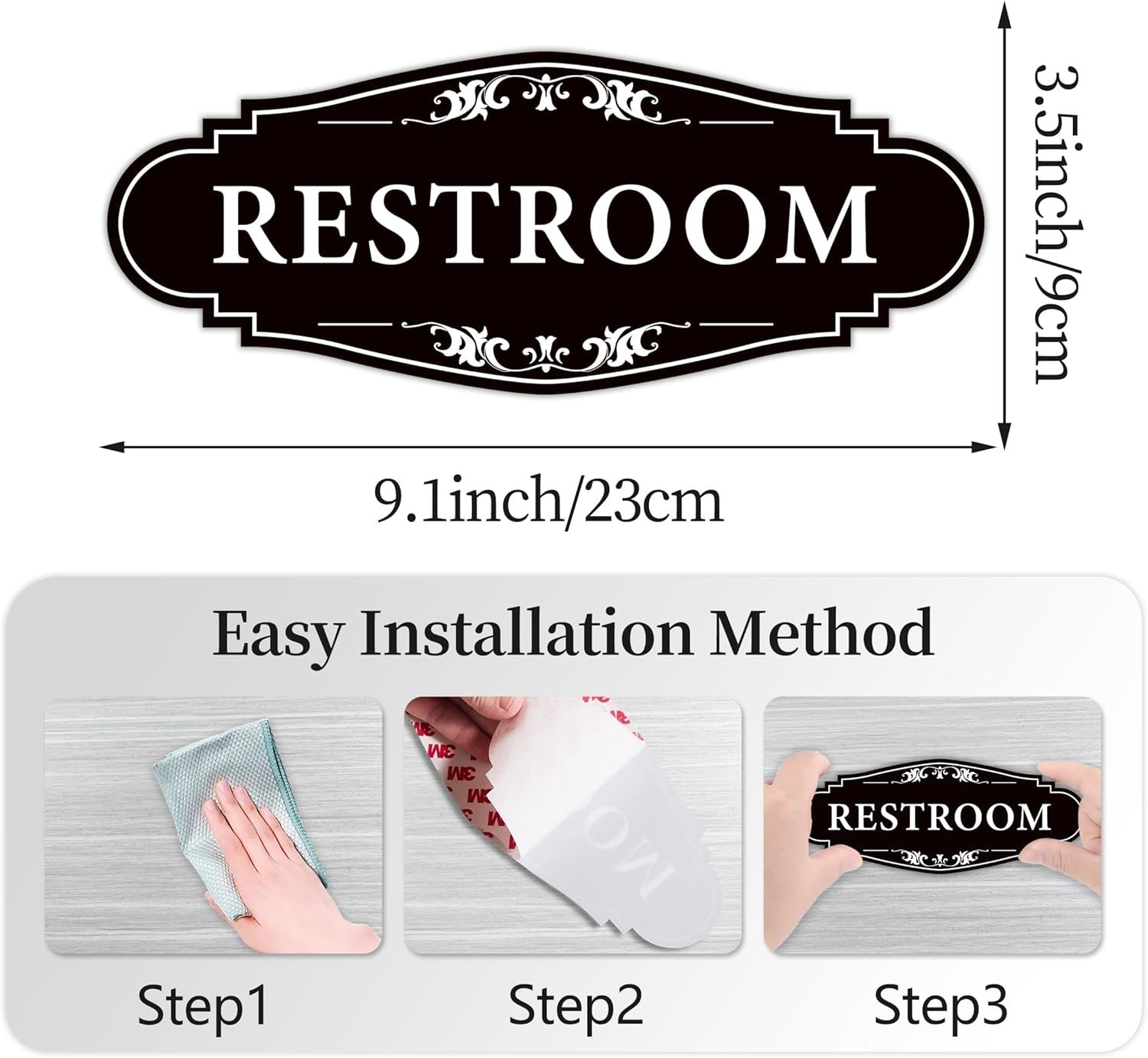 Matte Finish Unisex Restroom Sign Sticker – 9In Vinyl for Business & Home Use