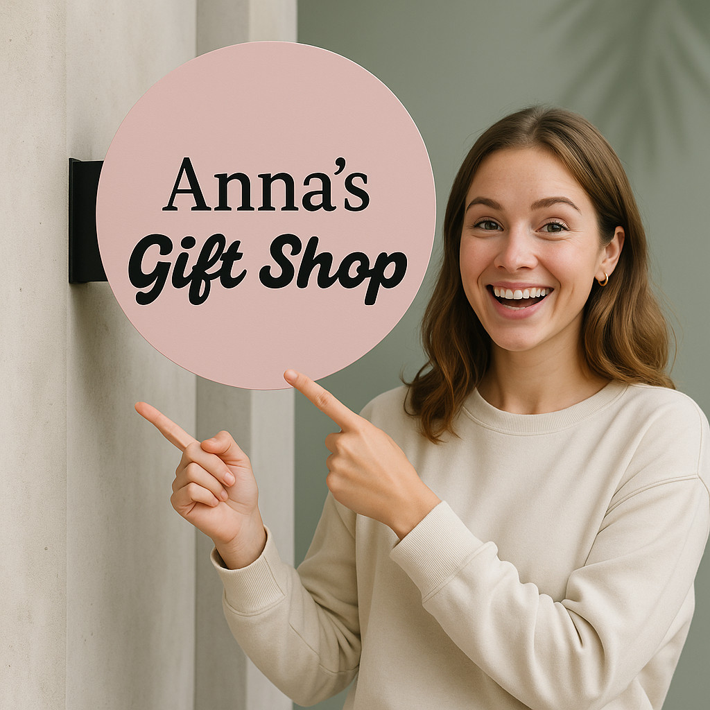 Custom Salon Blade Sign – Double Sided Outdoor Business Logo, Hanging Wall Sign