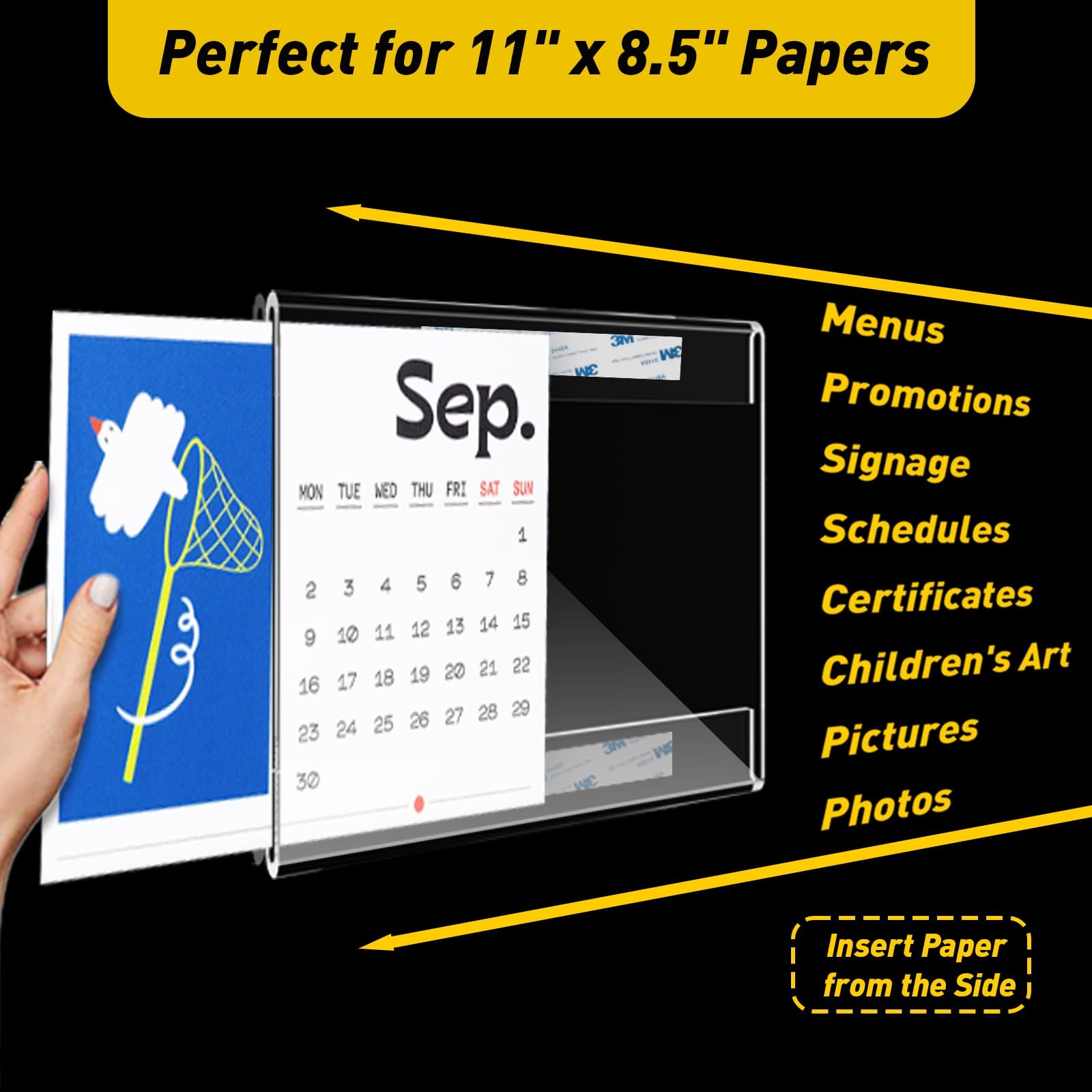 20 Pcs Acrylic Sign Holder 11 x 8.5, Horizontal Wall Mount Sign Holders with …