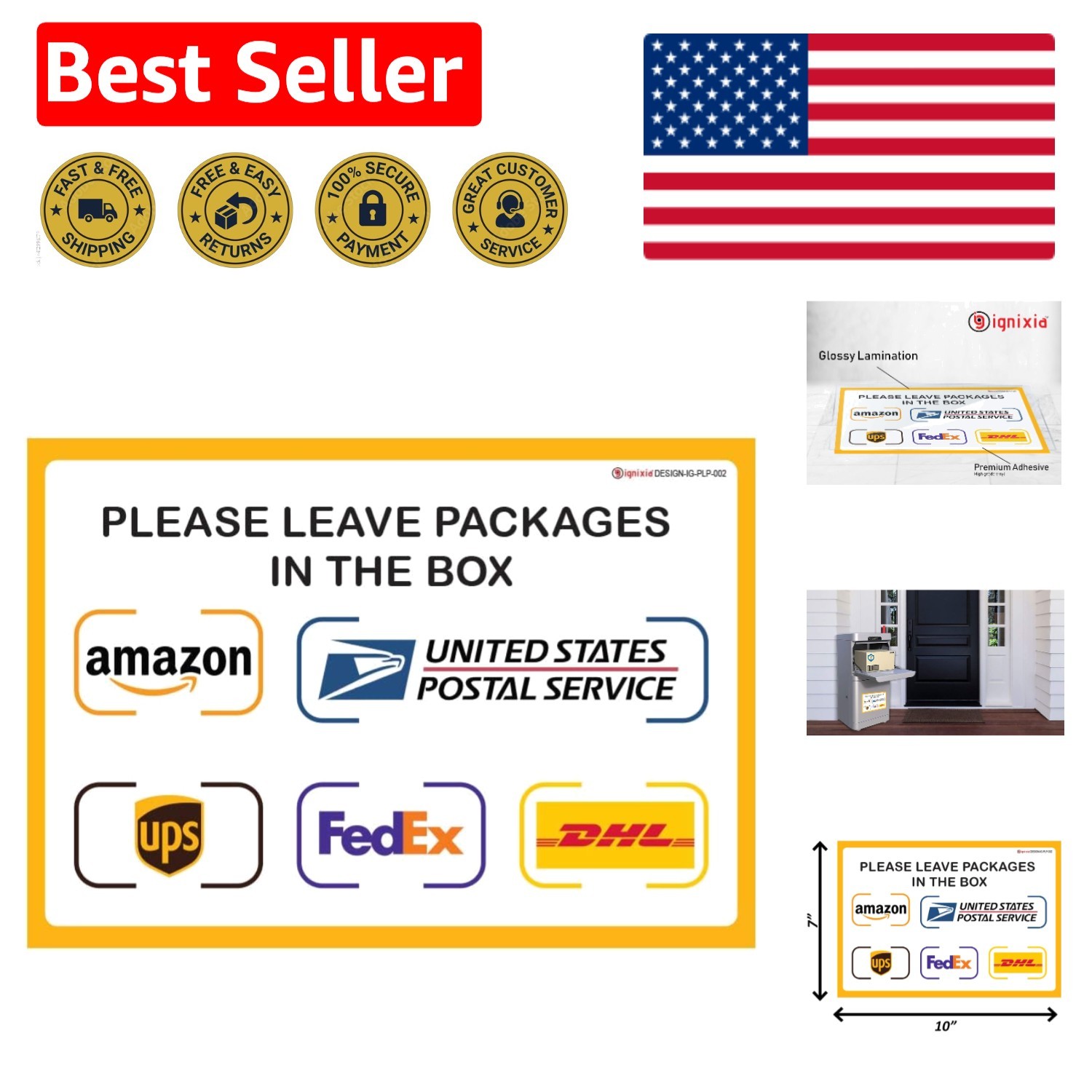 High-Visibility Package Delivery Sign for Home & Office – 2 Pack, 10 x 7 Inches