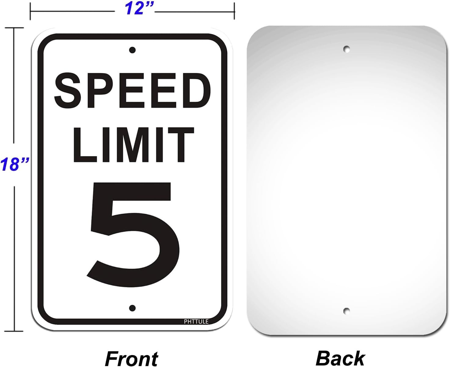 Speed Limit 5 MPH Sign 2 Pack, 12 x 18 inches Slow Down Sign Reflective 40Mil…
