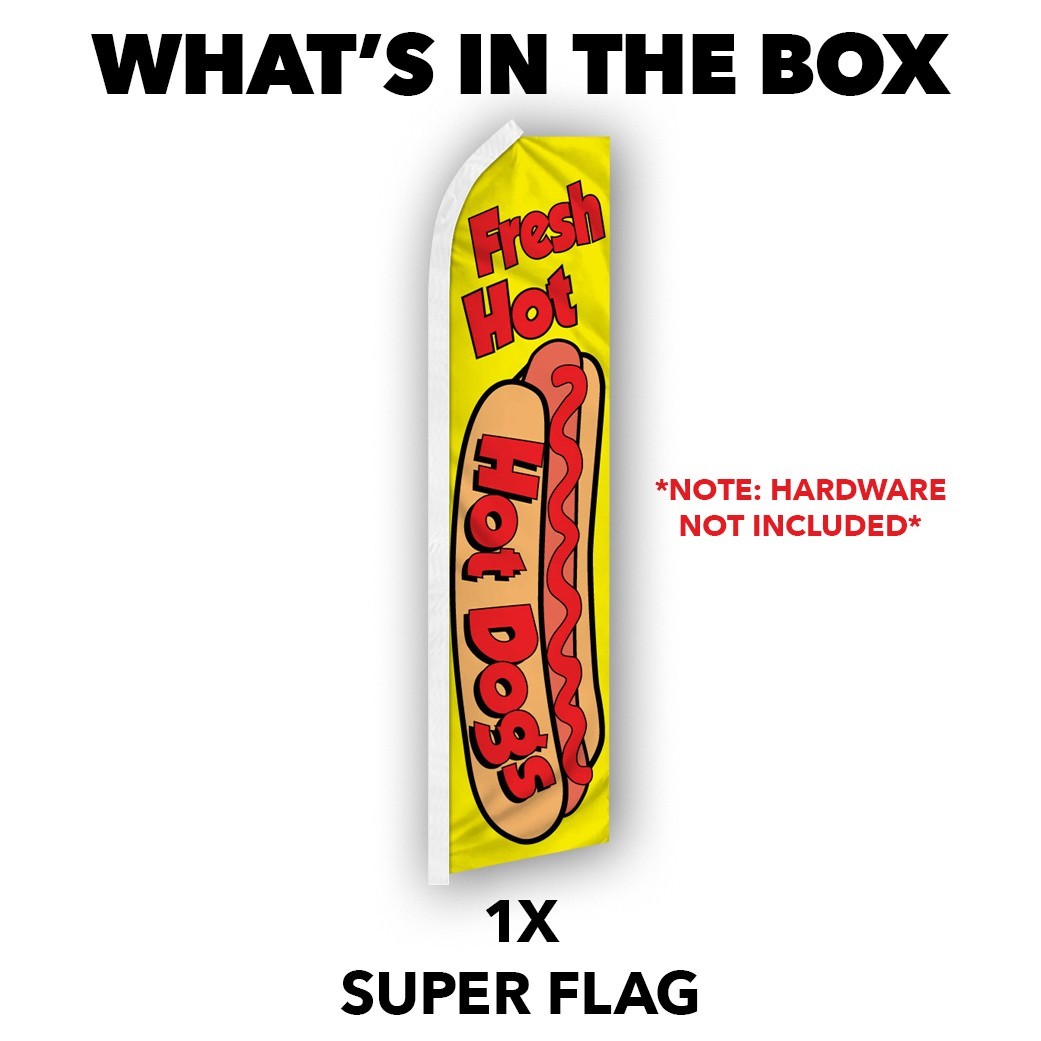 Fresh Hot Dogs Advertising Swooper Feather Flutter Flag Concessions Food