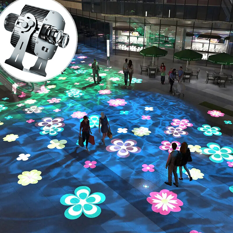 110W Double Head Dynamic Water Ripple Light Wall Bridge Garden Gobo Projector