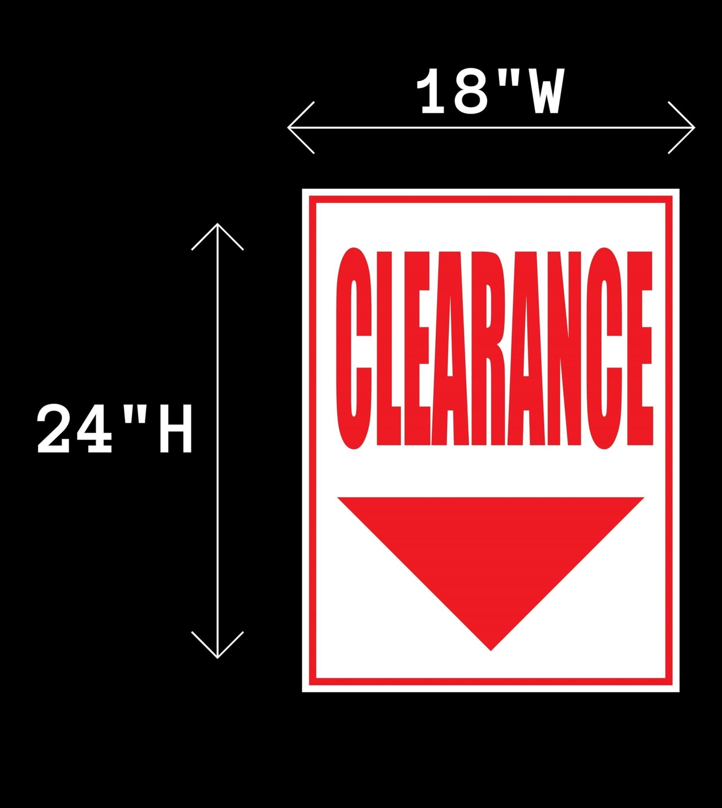 Clearance Red/White | Retail Window Display Signs | 18″W x 24″H