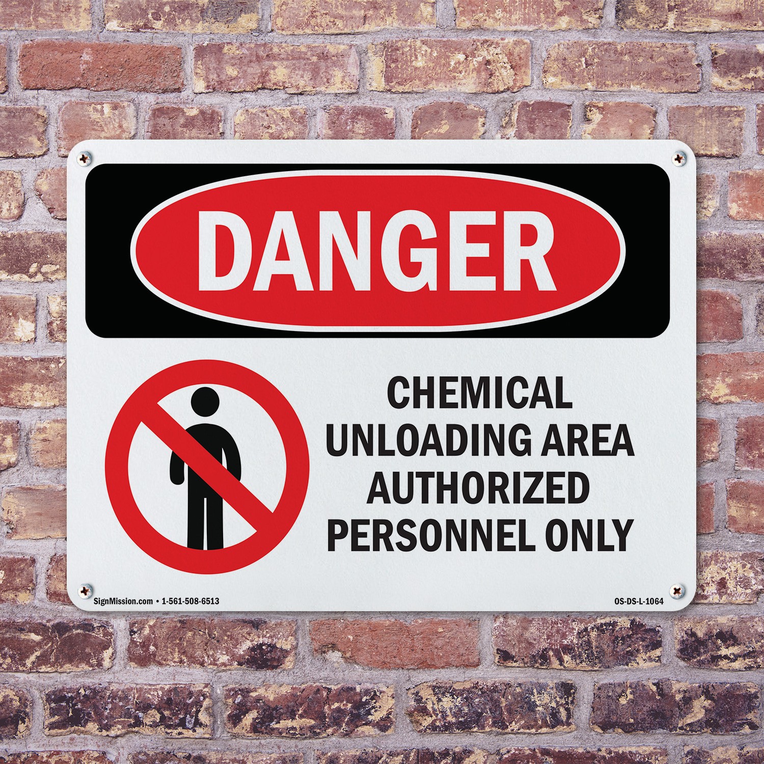 Chemical Unloading Area Authorized Only OSHA Danger Sign Or Decal – 5 or 10 Pack