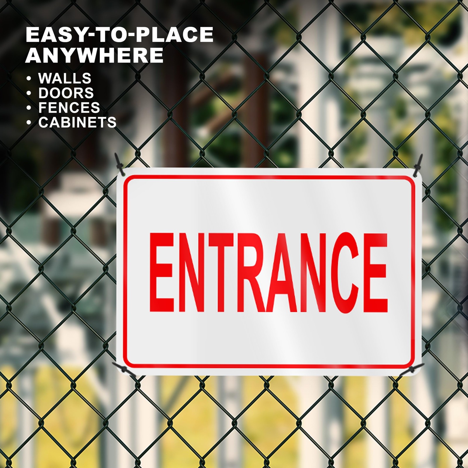 Reflective Entrance Sign, 8×12 RustFree Aluminum Enter Here Sign for Door or …