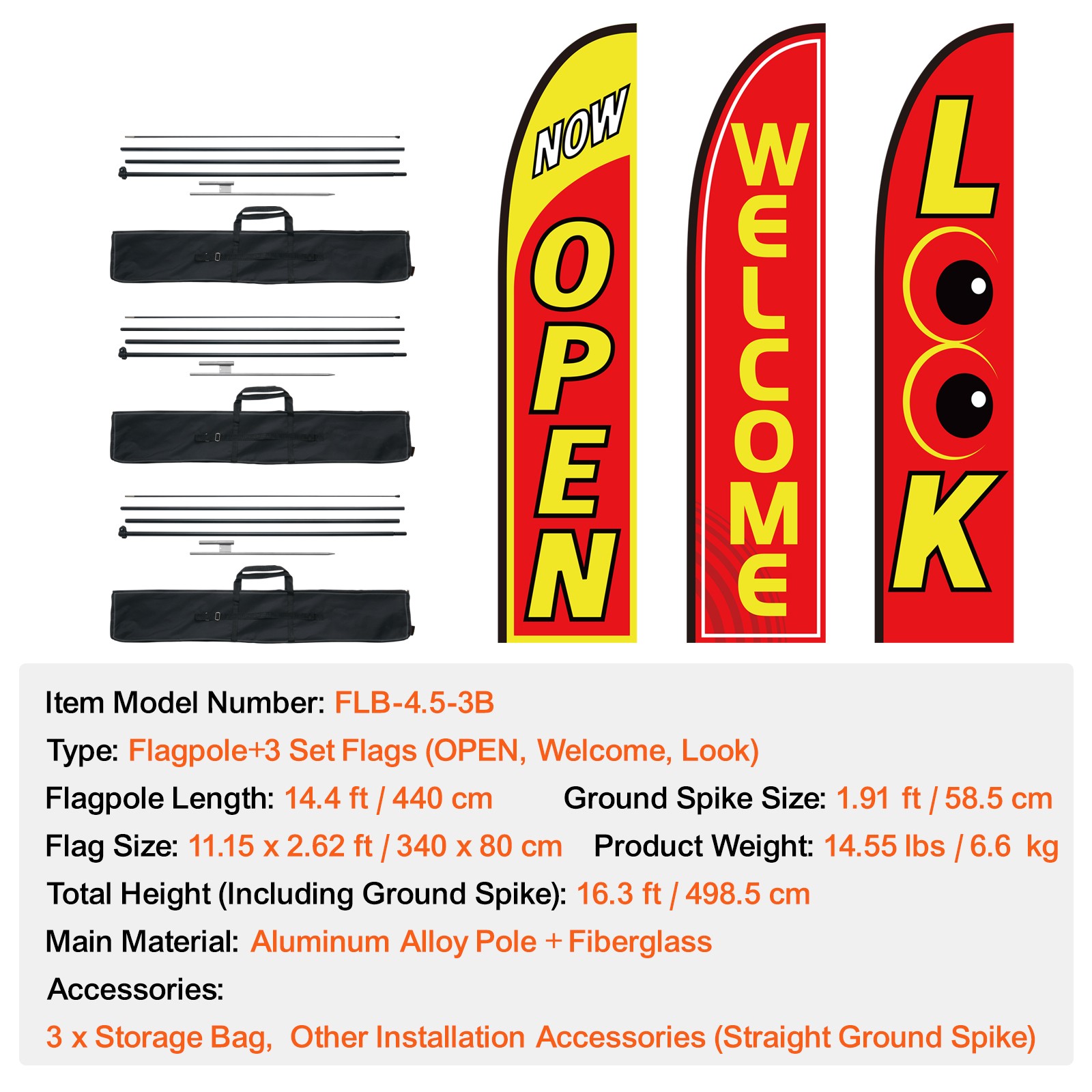 VEVOR Open Flags for Business Advertising Feather Flag Kit Open Look Welcome