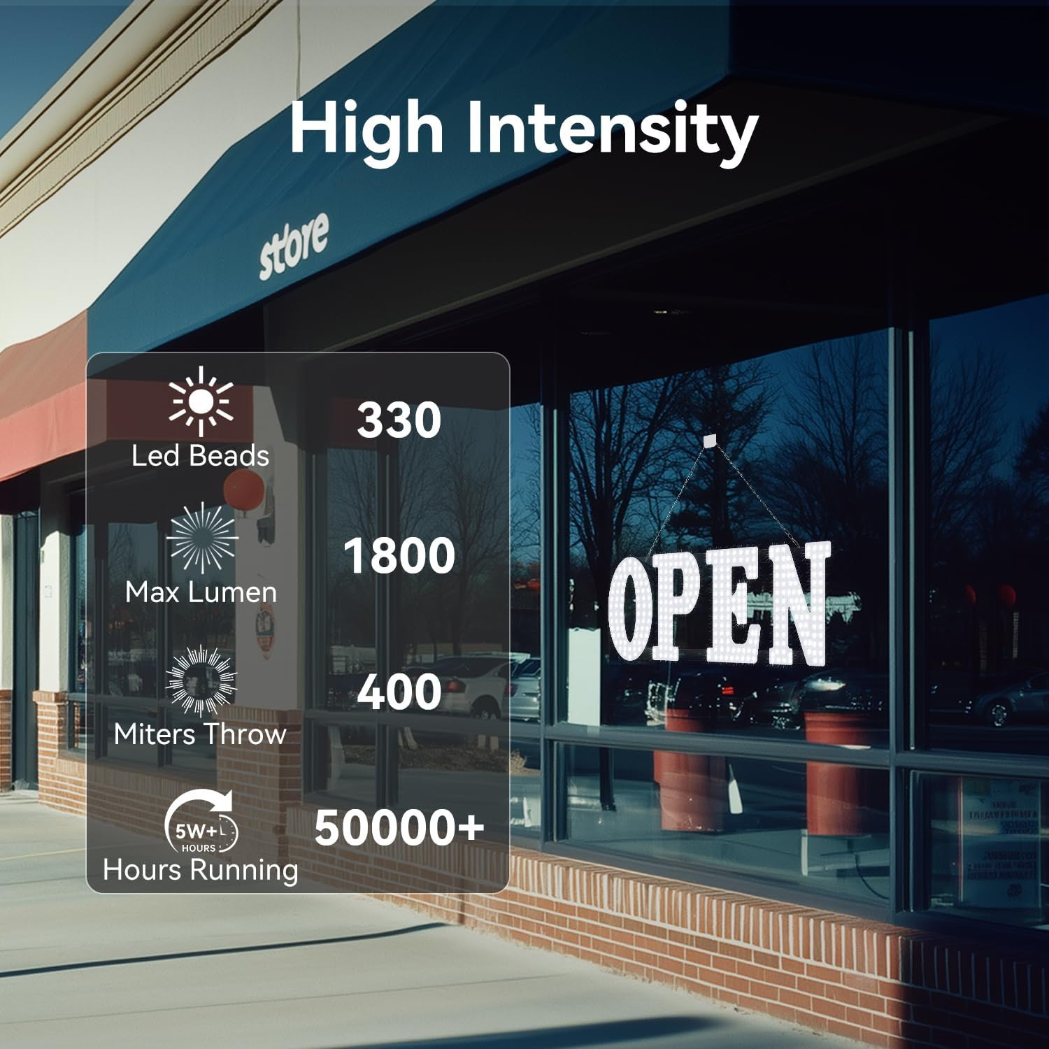 30″x10″ Large LED Open Signs for Business Super Bright Unique Design White Open