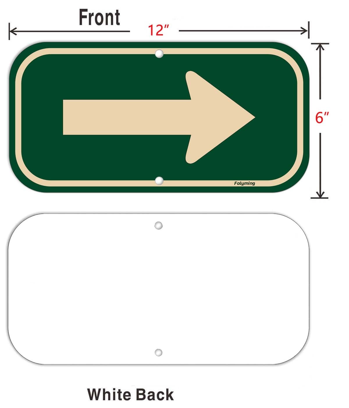 2 Pack Right Arrow Signs 12 x 6 Inches Arrow Signs Metal Reflective Sturdy Rust