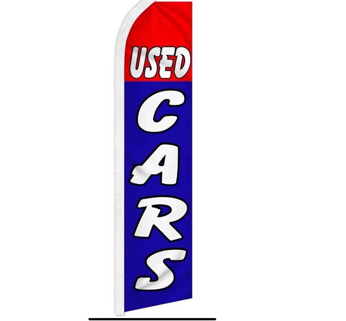 🔥1x USED CARS Swooper Feather Flutter Flag Auto For Car Dealership | NEW