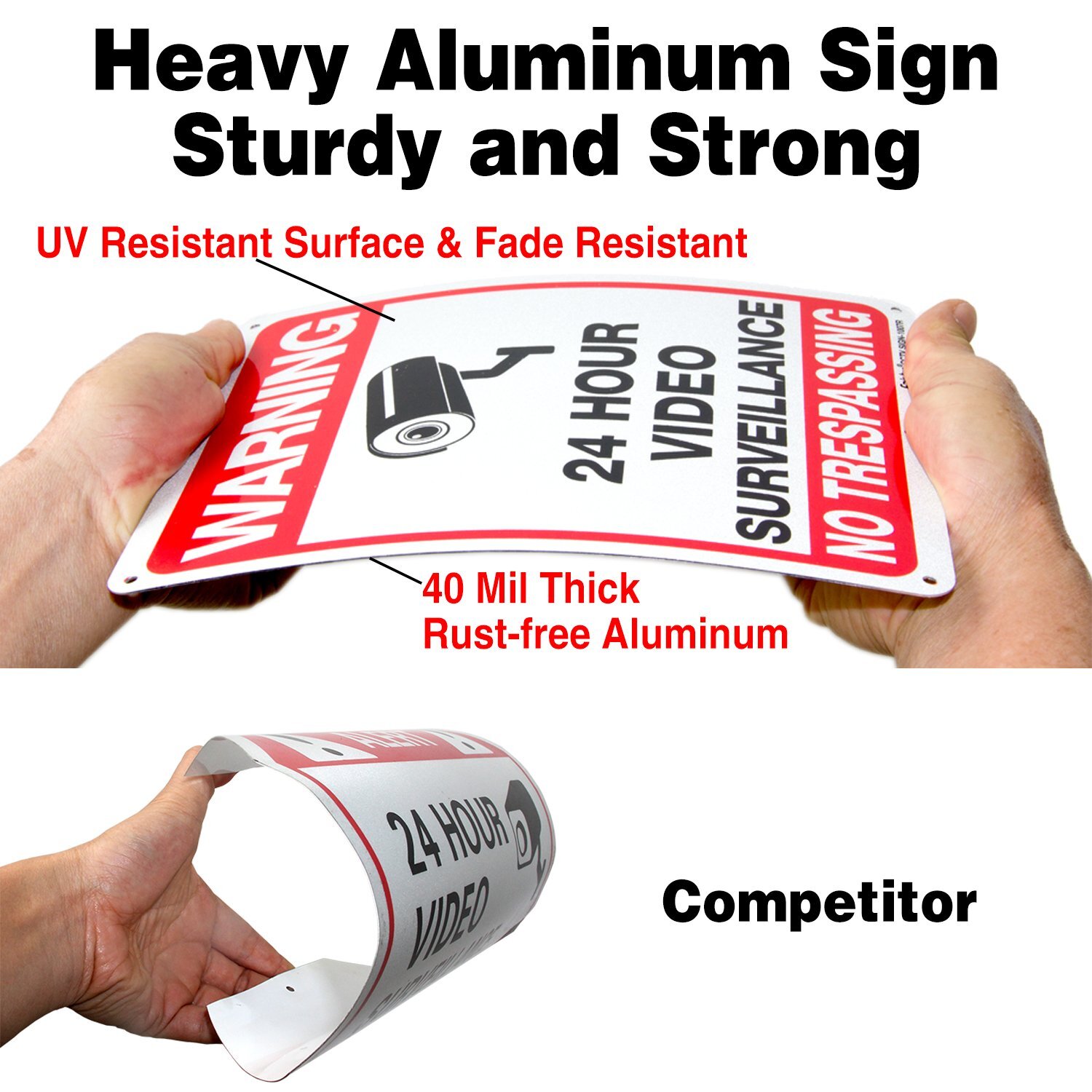 4-Pack Video Surveillance Sign, No Trespassing Metal Reflective Warning Sign
