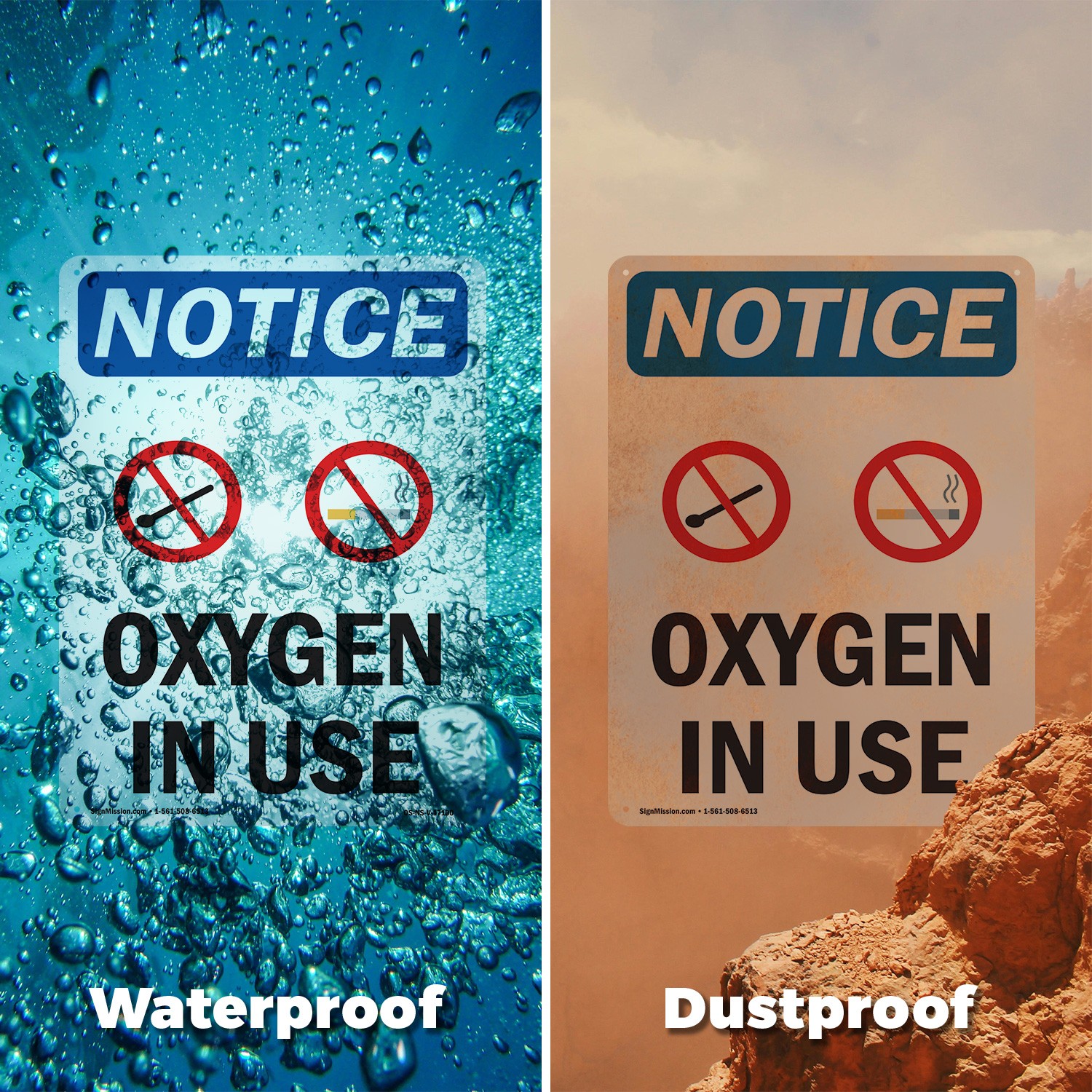 Oxygen In Use OSHA Notice Sign Metal, Plastic, Or Decal – 5 or 10 Pack