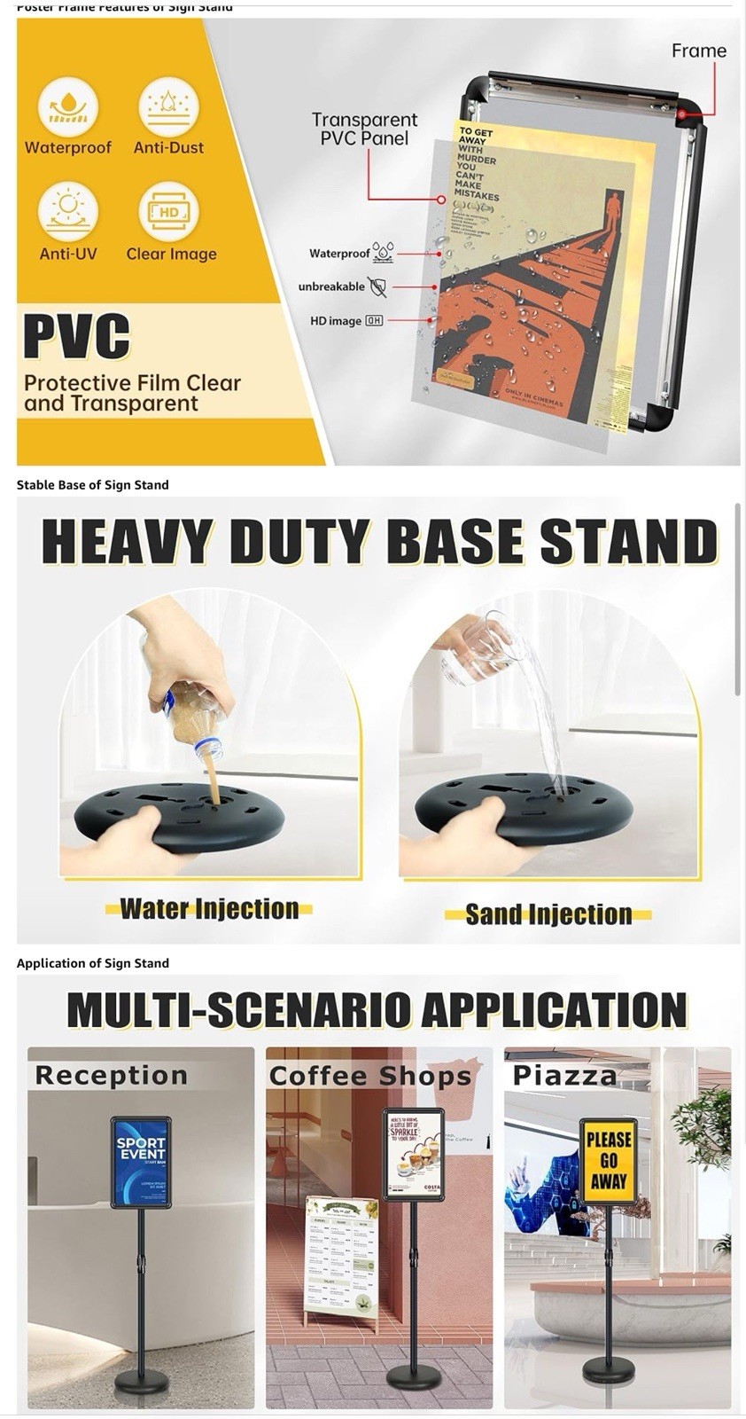 Heavy-Duty Pedestal Poster Sign Holder Floor Standing Outdoor and Indoor