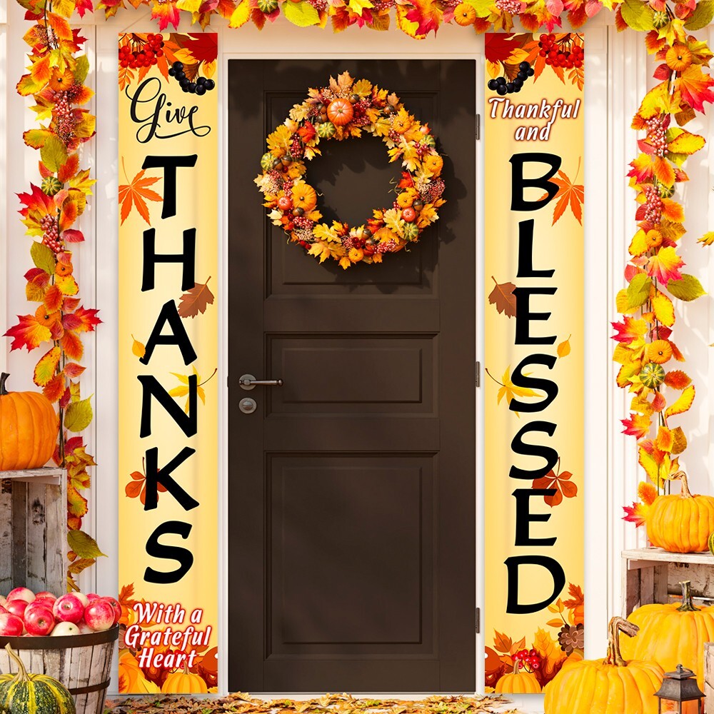 Thanksgiving 12″ x 80″ Vertical Porch Banner Set (Indoor/Outdoor) 841098110352