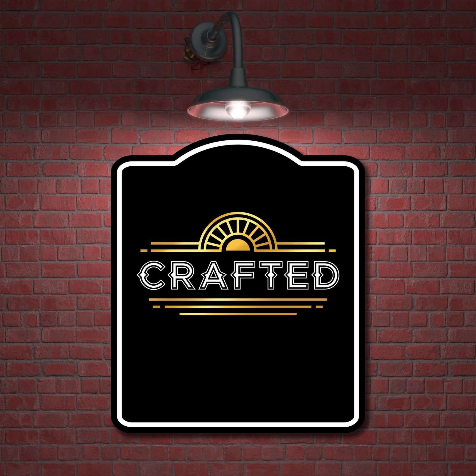 Crafted Retro Geometric Ornaments BLACK Aluminum Composite Sign