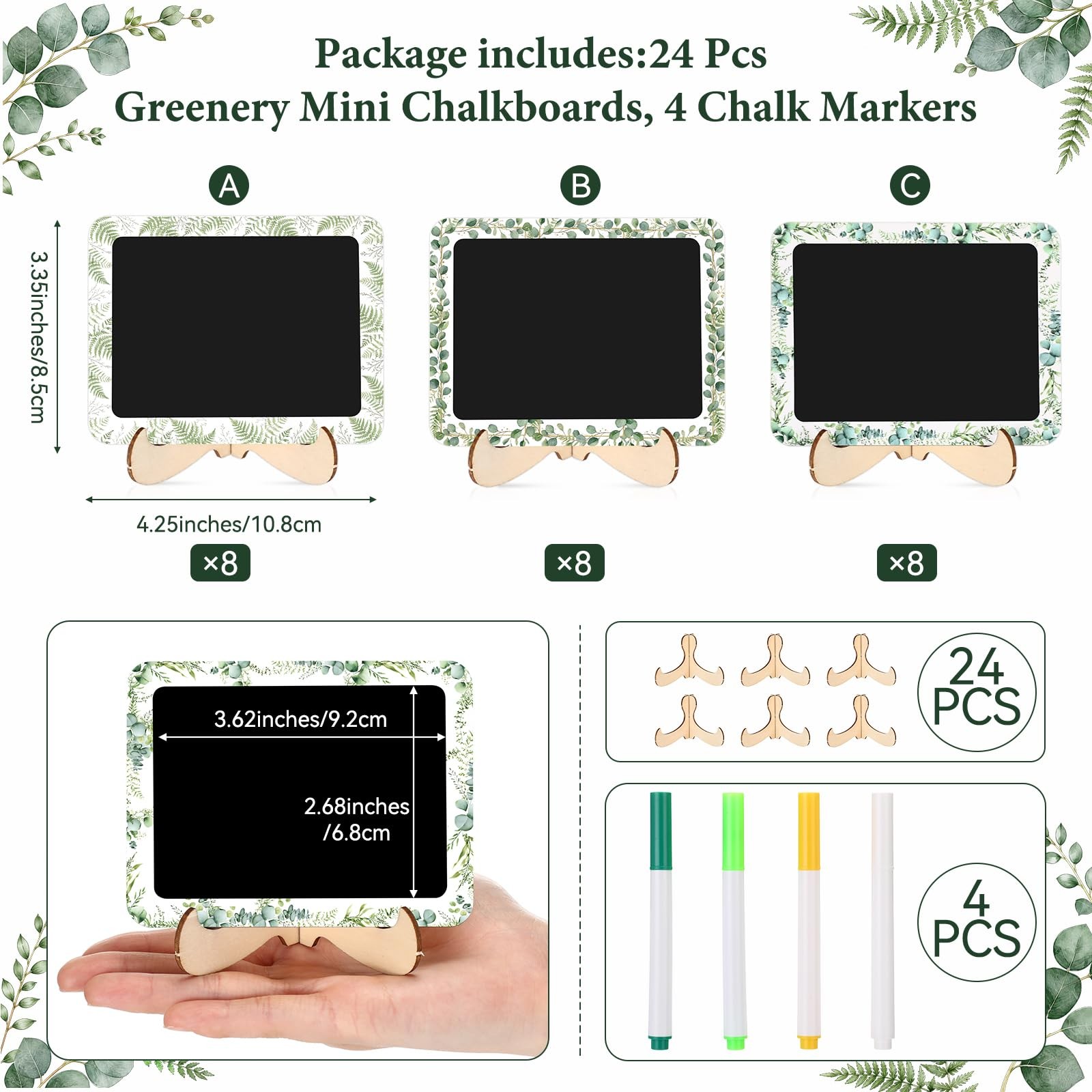 24 Pcs Mini Chalkboard Sign with 4 Liquid Chalk Markers Food Labels for Party…