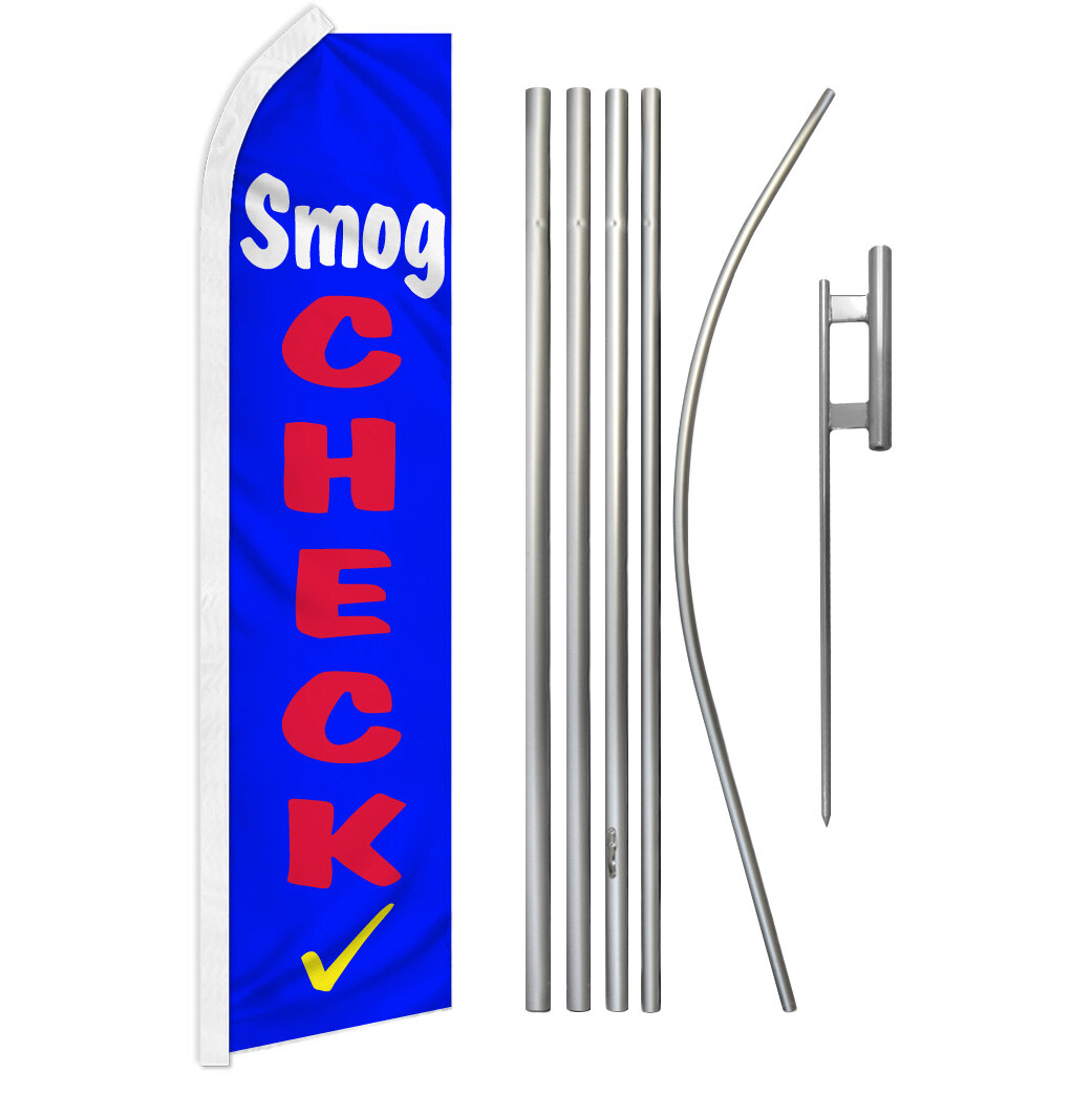 Smog Check Swooper Flutter Feather Advertising Flag Pole Kit State Inspection