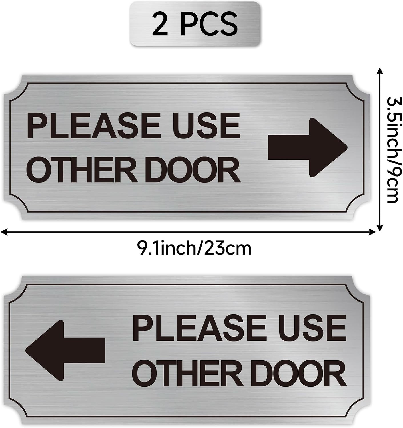 2Pack Use Other Door Sign，Self-Adhesive Weatherproof Brushed Silver Vinyl Please