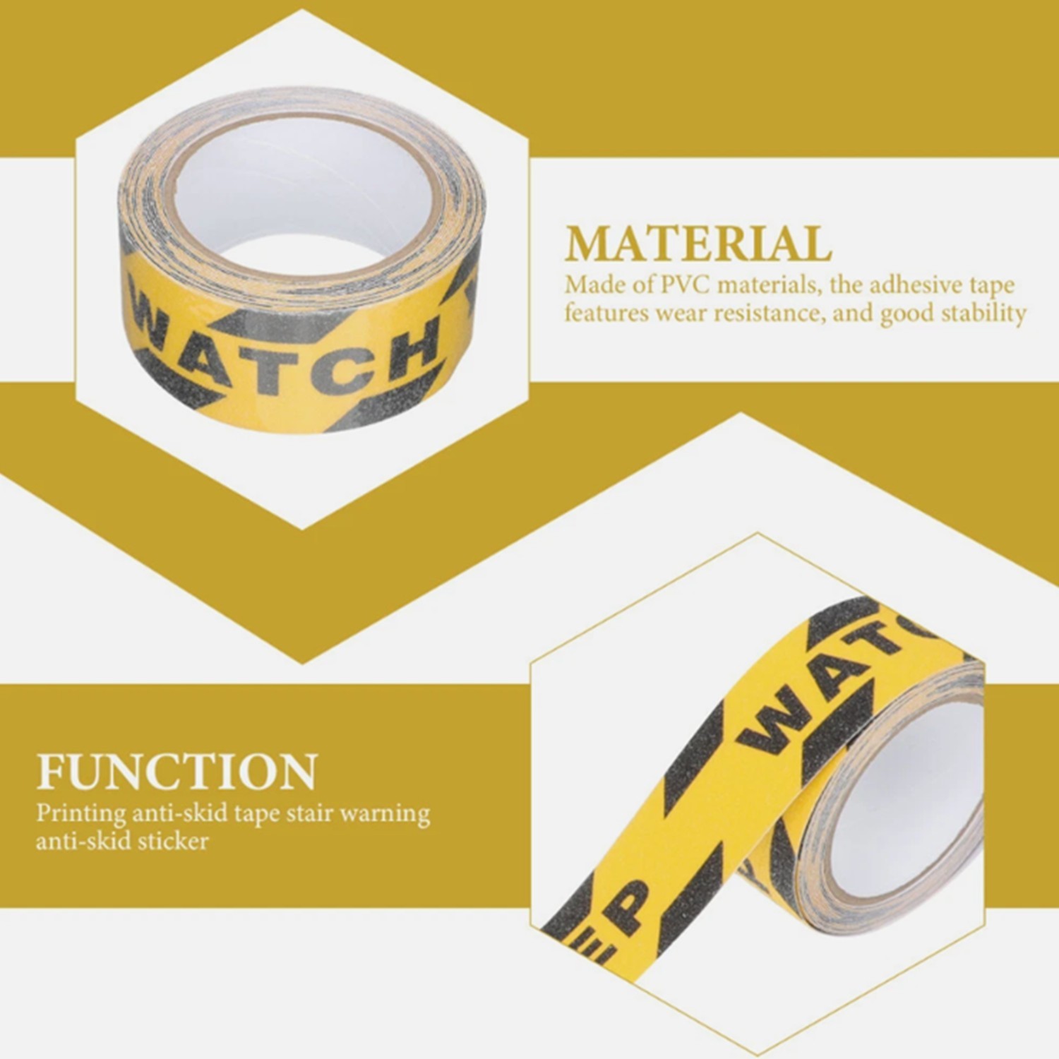 3 Pack Watch Your Step Sign Anti-slip Warning Sticker Adhesive Warning Tape Roll