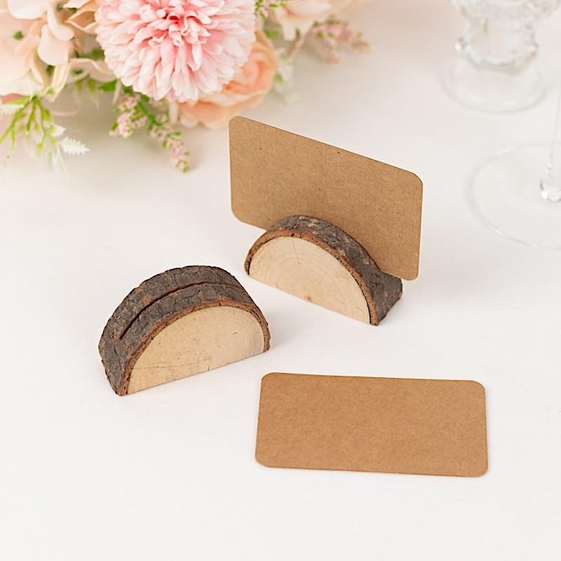 10 Natural 2.5 in Semicircle Wood Table Sign Holders Place 2.5″,