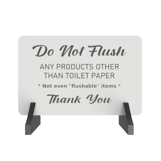 Do Not Flush Septic Tank Bathroom Sign Freestanding White With Acrylic Feet