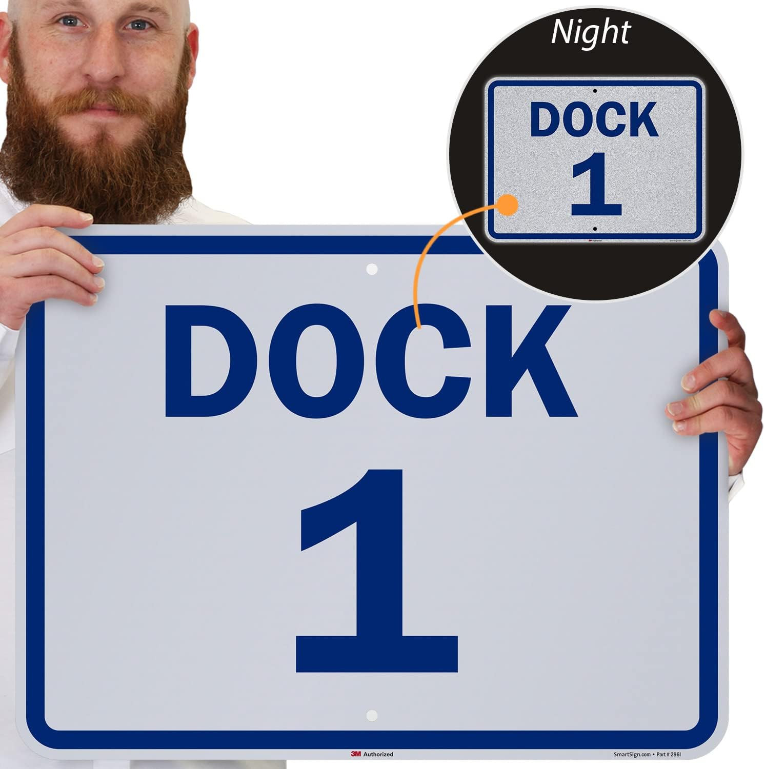 18″ x 24″ Reflective Aluminum Dock Number Sign – Blue on White